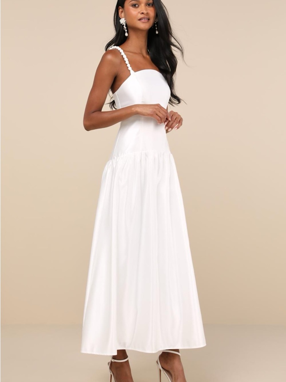 Lulus Modern Adoration White Satin Backless Maxi Dress Size S NWT - Picture 3 of 10